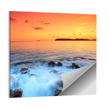 Dubrovnik Sunset Over Rocky Shore Wall Art