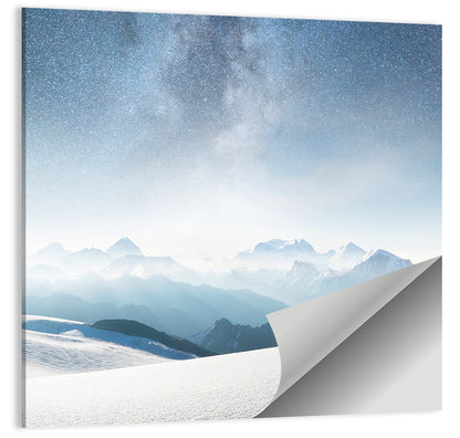 Starry Milky Way Over Snowy Peaks Wall Art