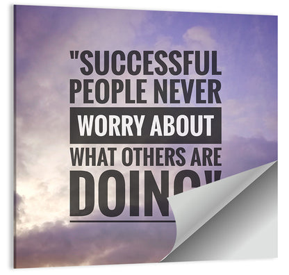 Successful People Never Worry Cloudy Sky Quote Wall Art