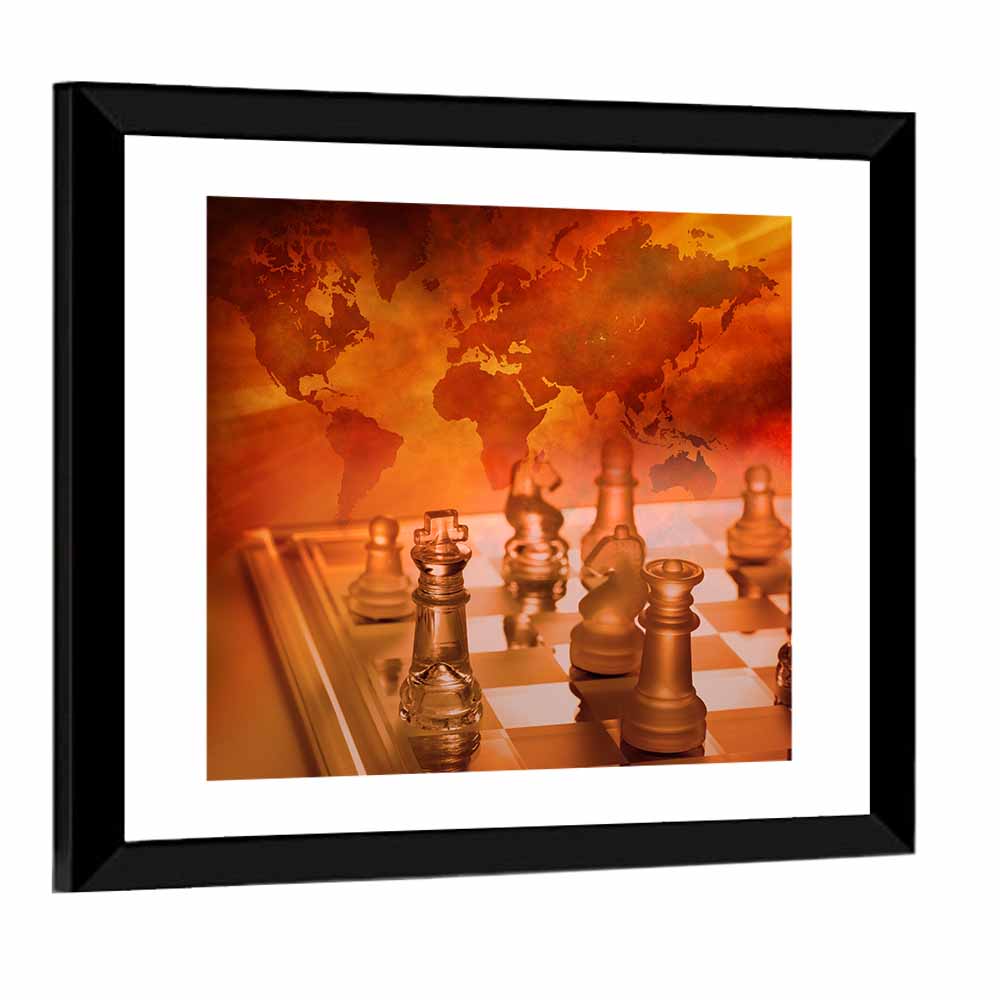 Chess & World Map Wall Art