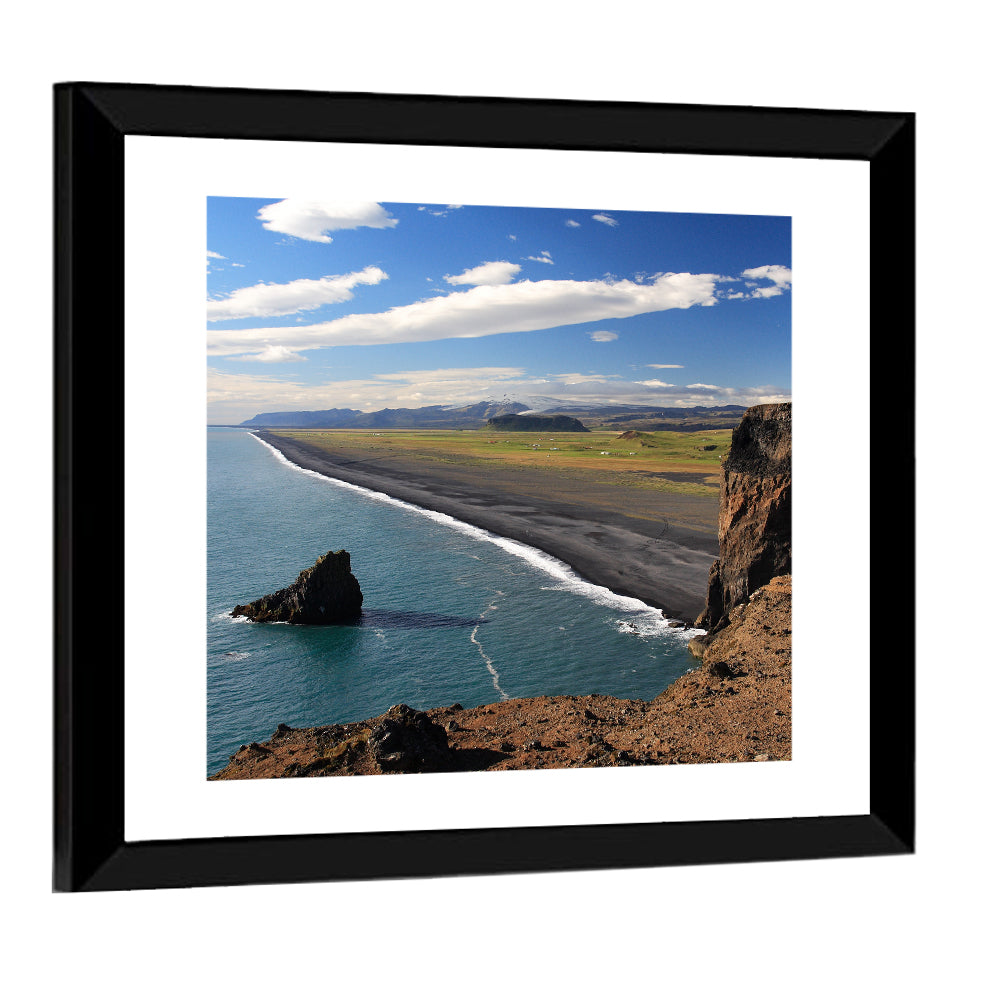 Dyrhólaey Black Sand Beach and Sea Stack Wall Art