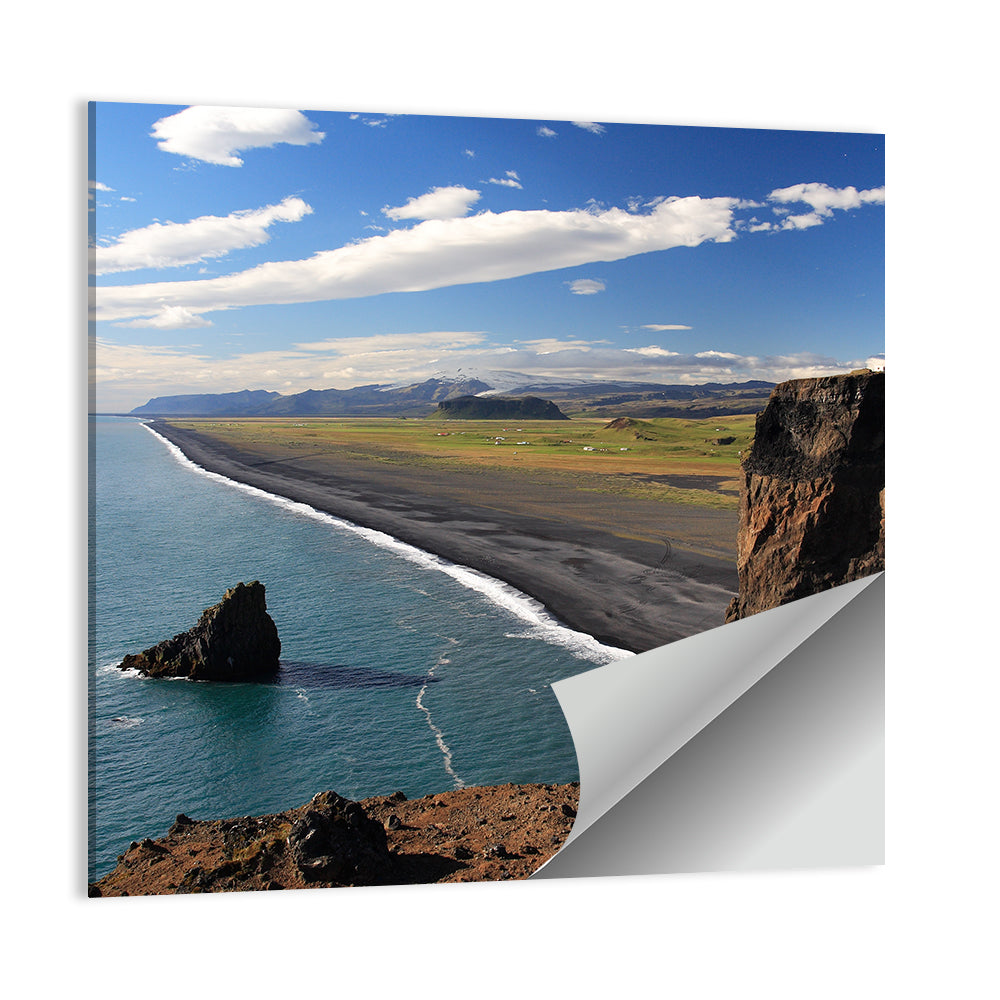 Dyrhólaey Black Sand Beach and Sea Stack Wall Art
