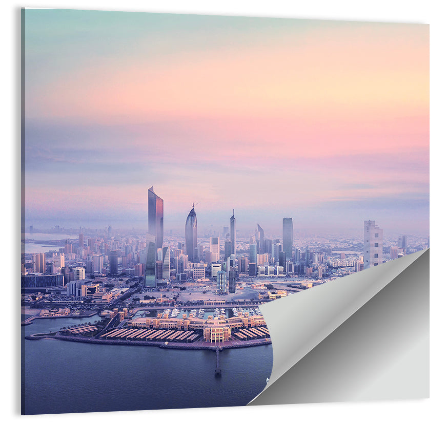 Kuwait City Twilight Skyline Wall Art