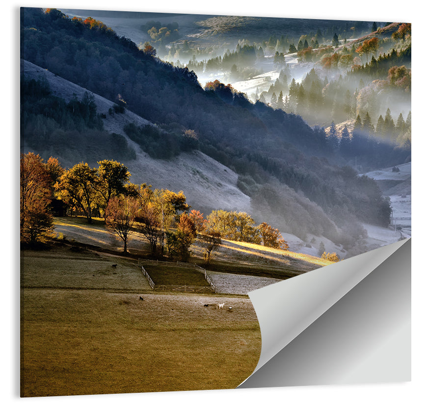 Mountain Village in Morning Mist Wall Art