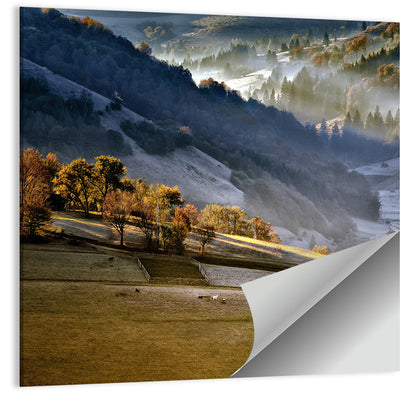 Mountain Village in Morning Mist Wall Art