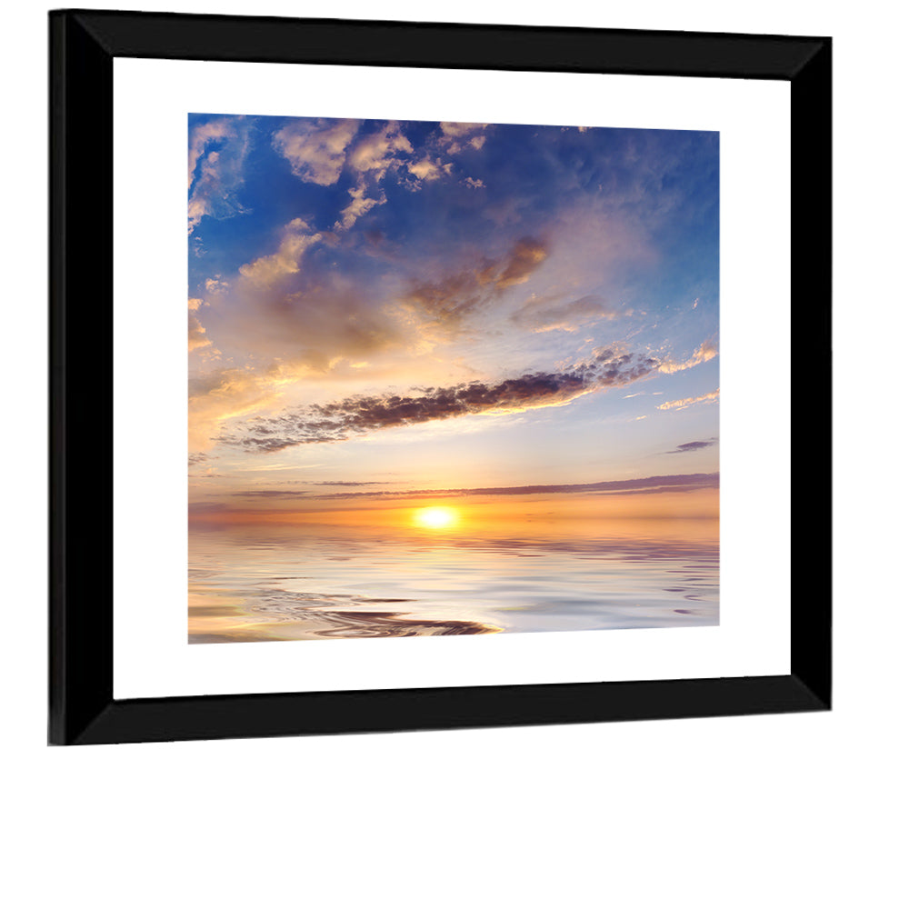 Sunlit Clouds Over Calm Sea Wall Art