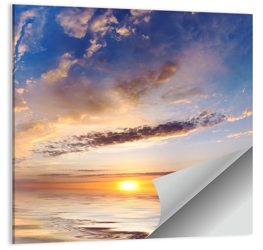 Sunlit Clouds Over Calm Sea Wall Art