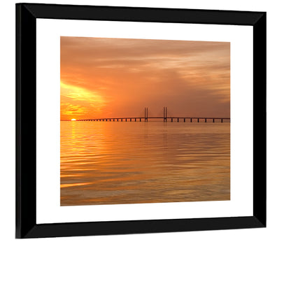 Oresunds Bridge Sunset Wall Art