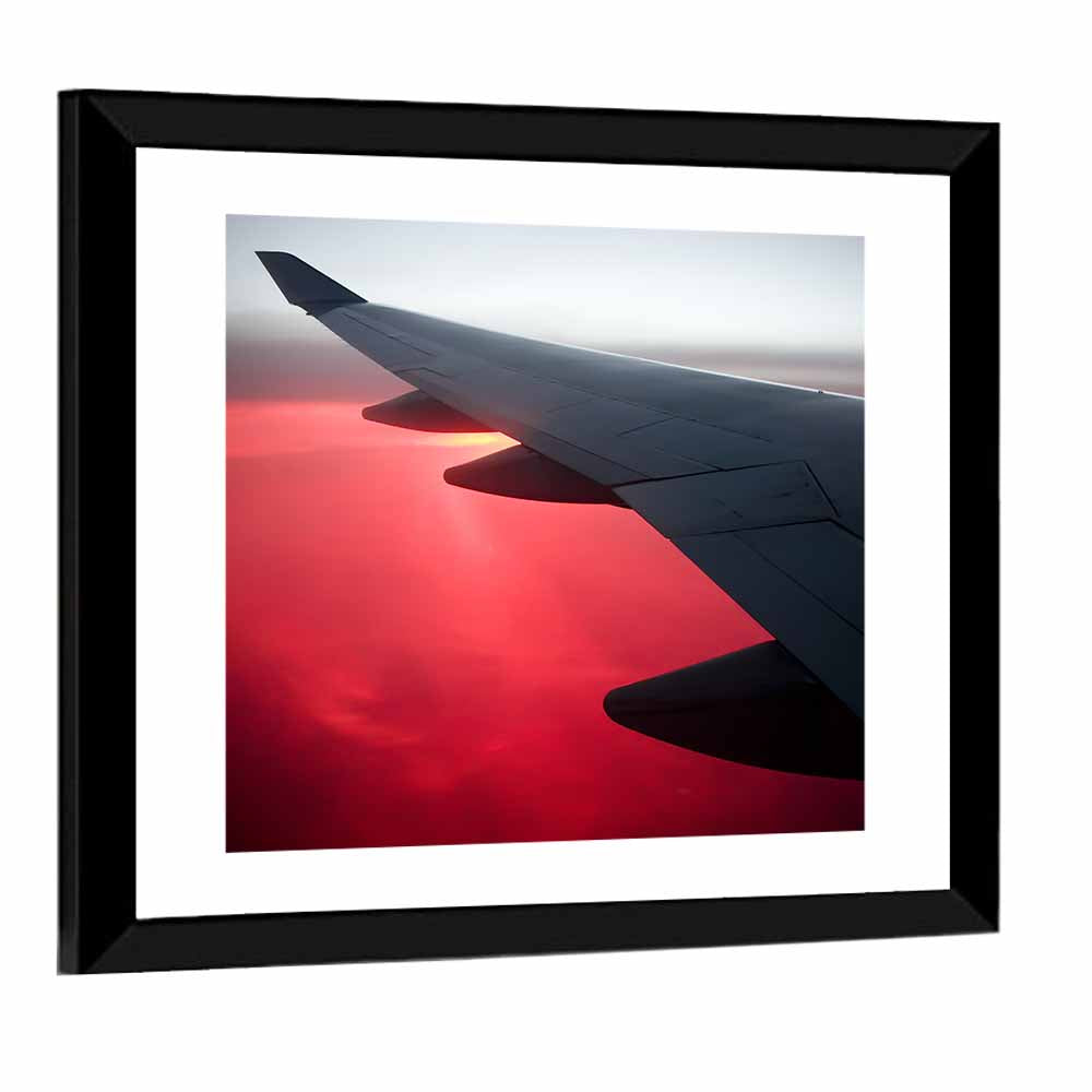 Angled Airplane Wing at Sunset Wall Art