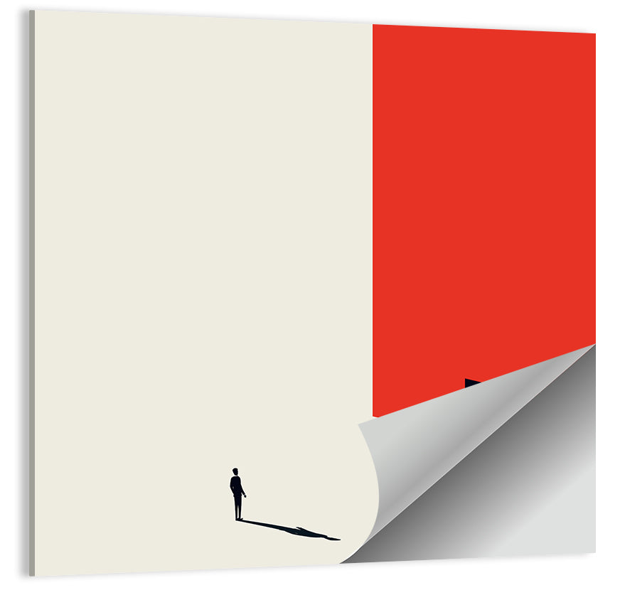Solitary Figure with Red Door Wall Art