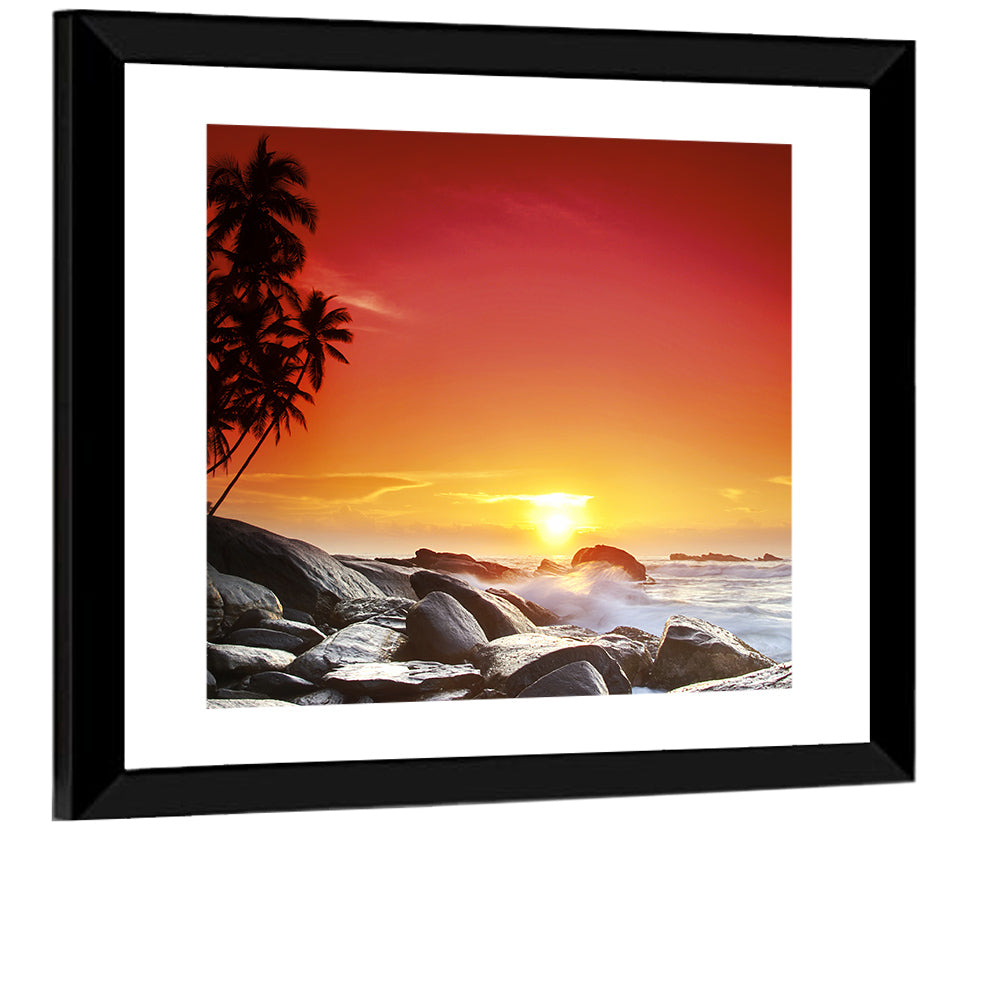 Tropical Island Sunset Wall Art