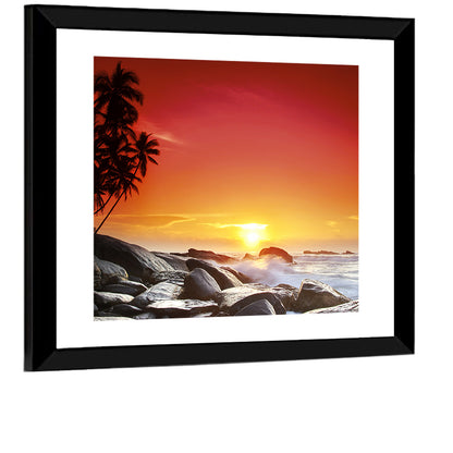 Tropical Island Sunset Wall Art