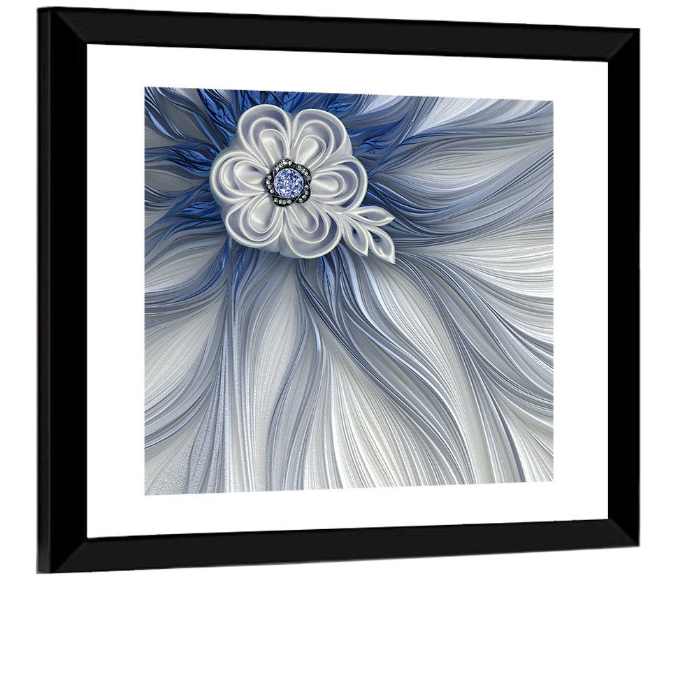 Fractal Flower with Blue Crystal Wall Art