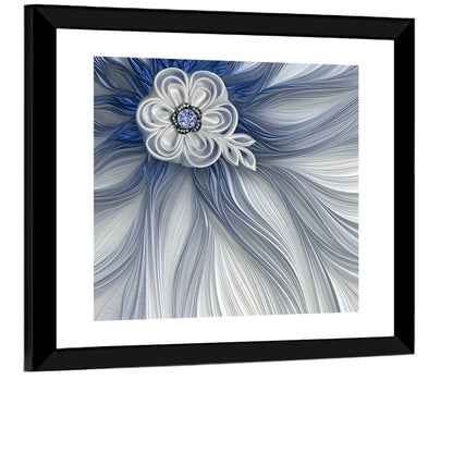 Fractal Flower with Blue Crystal Wall Art