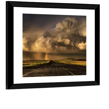 Rain-soaked Road to Rainbow Wall Art