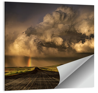 Rain-soaked Road to Rainbow Wall Art