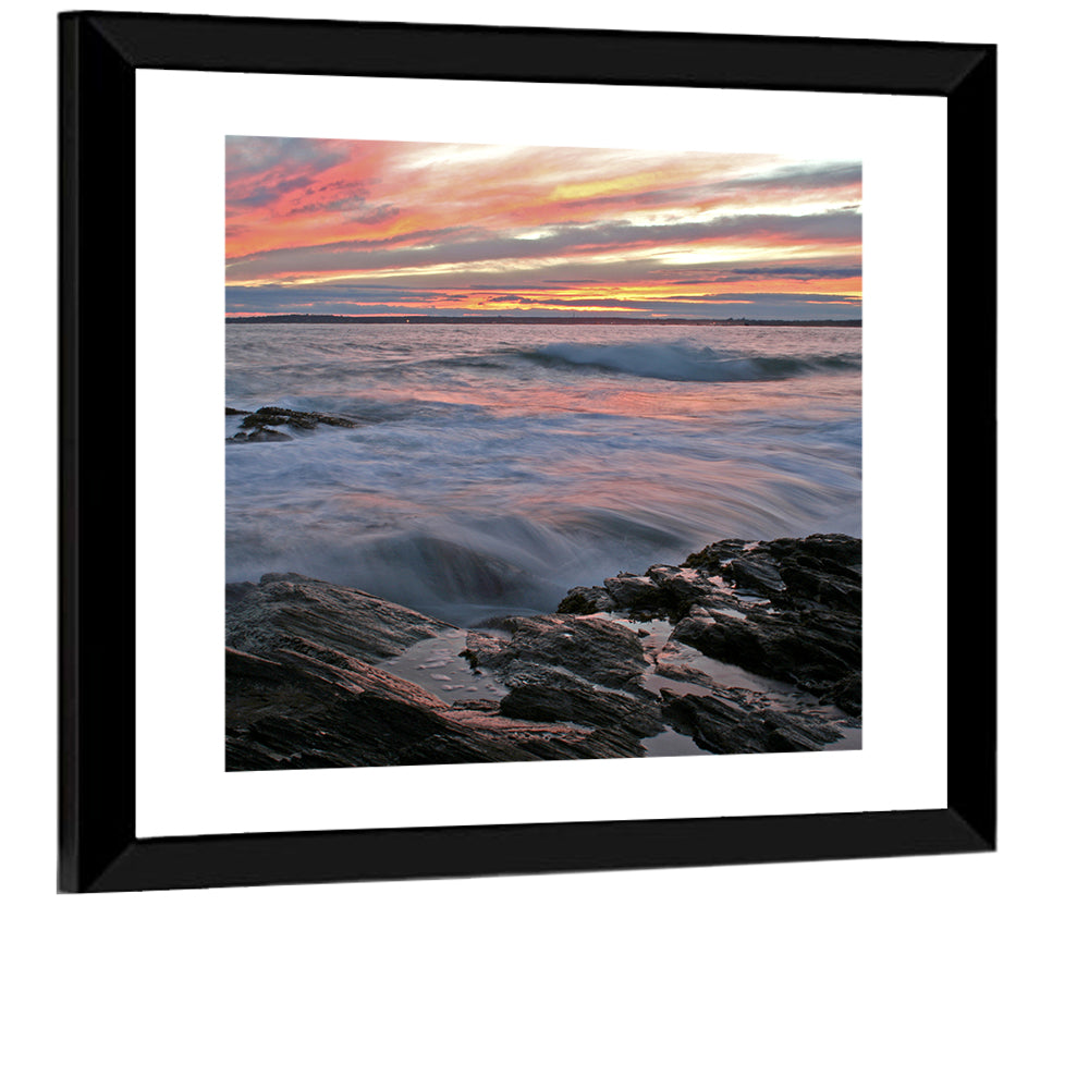 Rocky Coast Sunset Wall Art