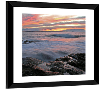 Rocky Coast Sunset Wall Art