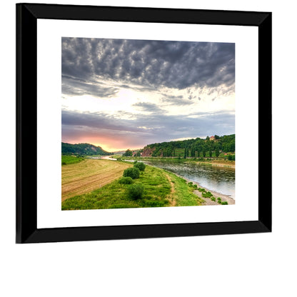 Elbe River at Golden Hour Wall Art