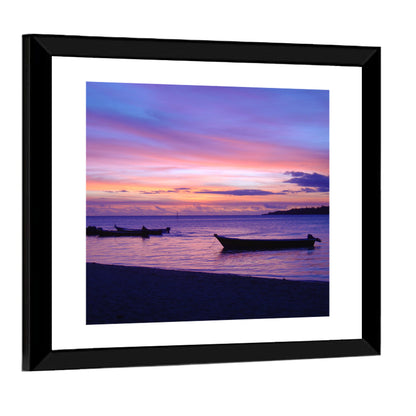 Malolo Island Sunset with Moored Boats Wall Art