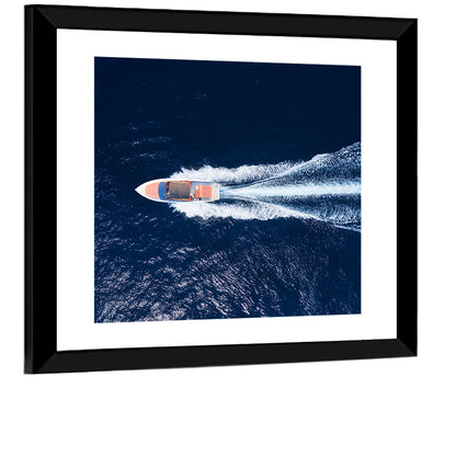Sleek Speedboat Over Navy Sea Wall Art