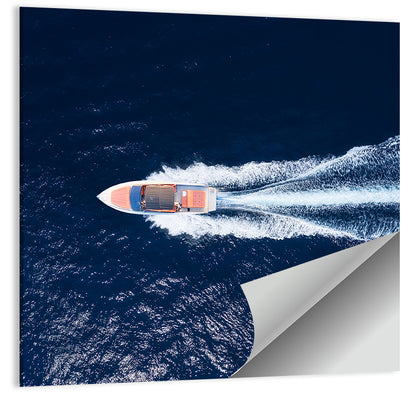 Sleek Speedboat Over Navy Sea Wall Art