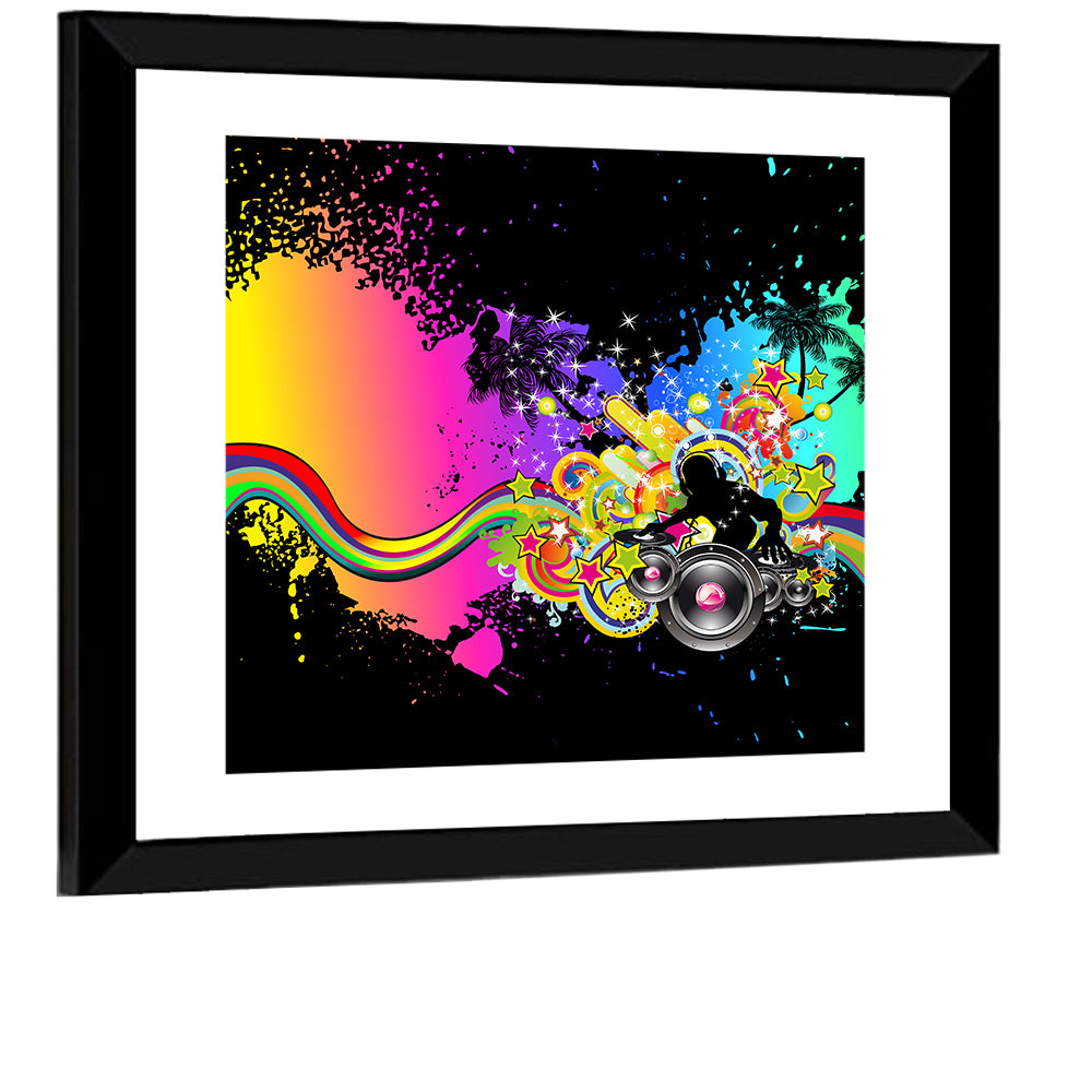 Neon Dj Silhouette Wall Art