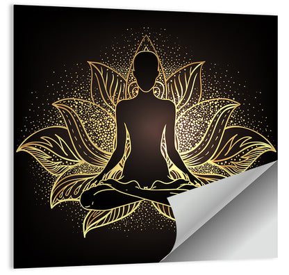 Golden Chakra Silhouette Wall Art