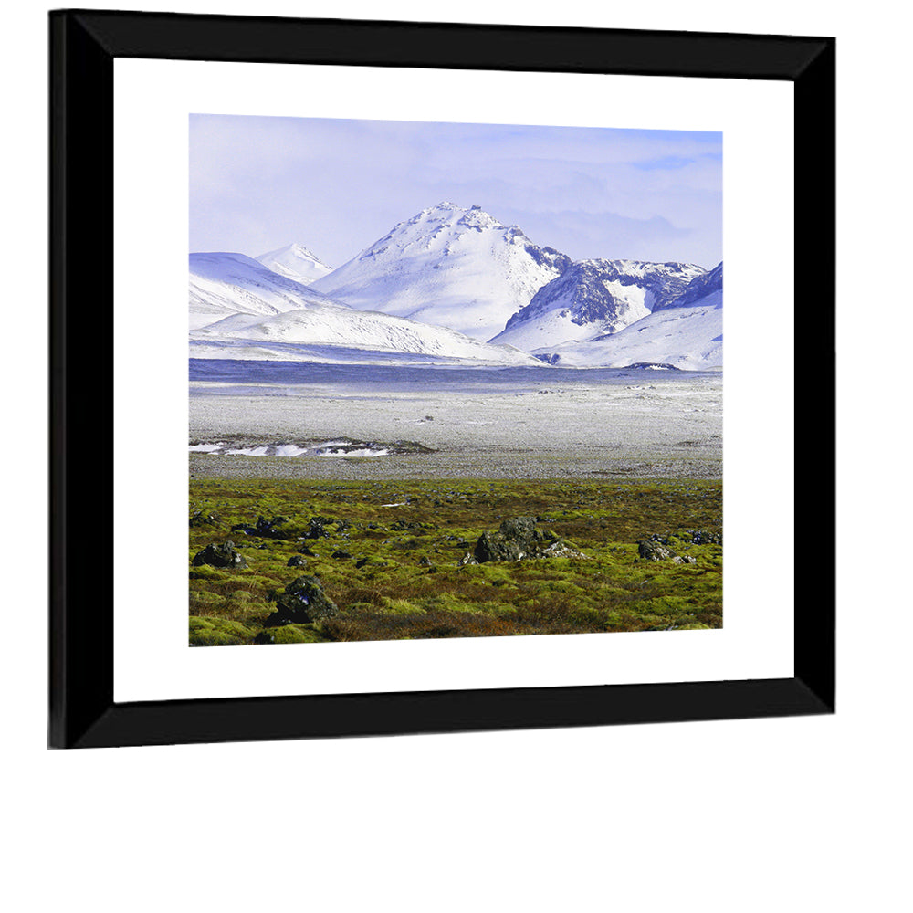 Icelandic Snow and Moss Landscape Wall Art