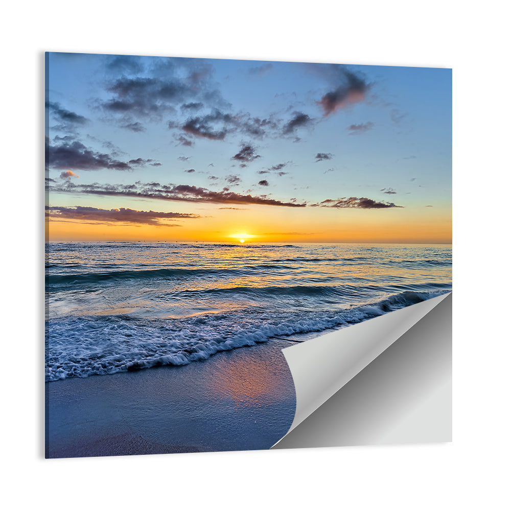 Foamy Waves at Golden Sunset Wall Art, poster print, square