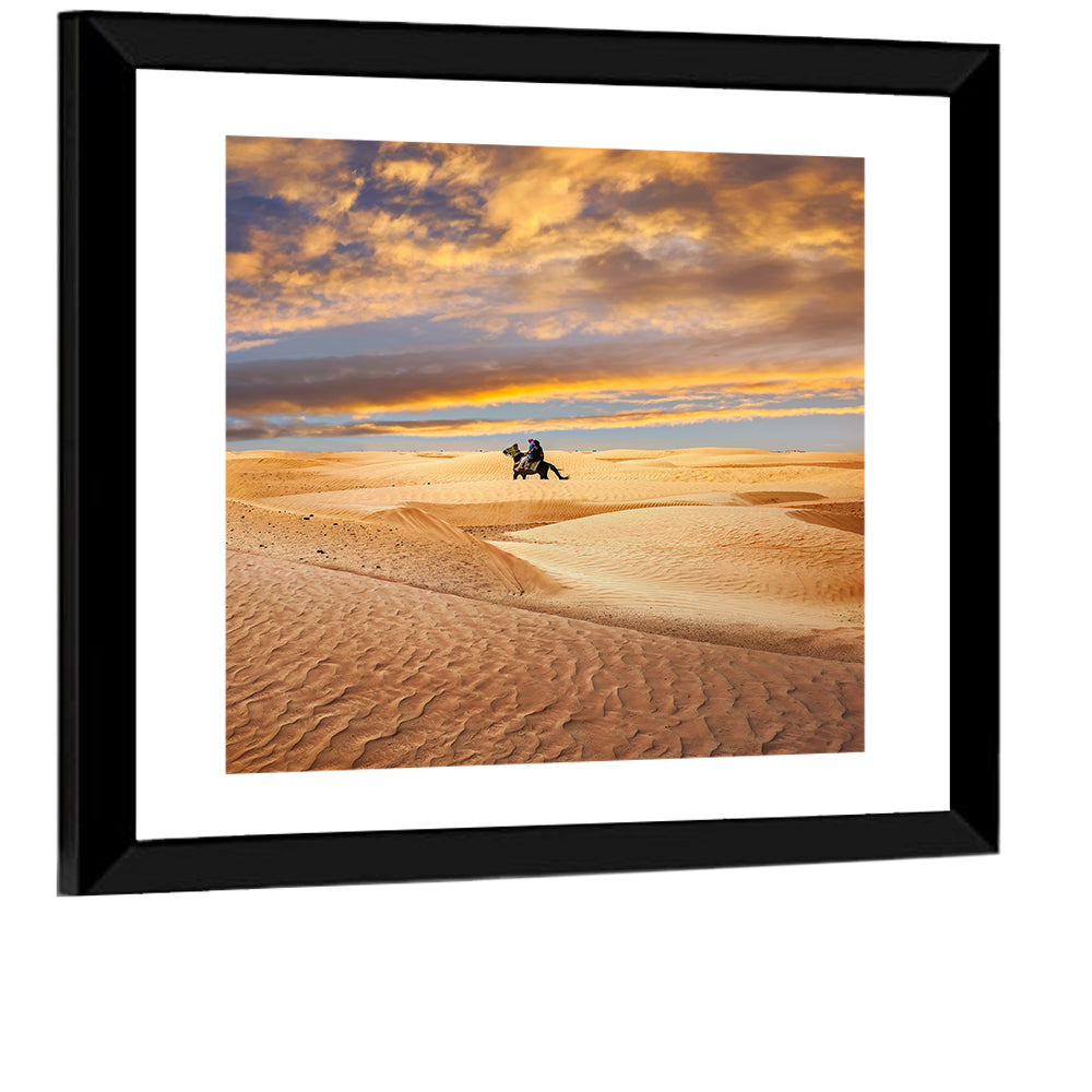 Sahara Camel Rider at Sunset Wall Art