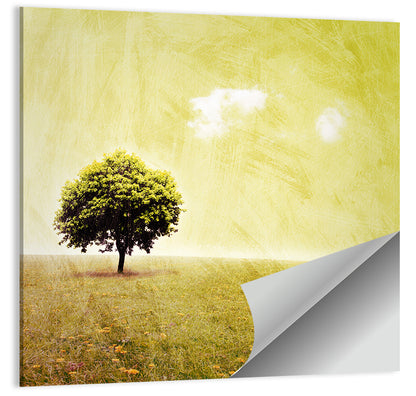 Grunge Tree in Meadow Wall Art