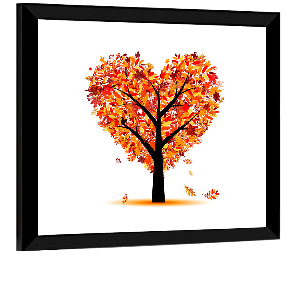 Autumn Heart Tree Illustration Wall Art