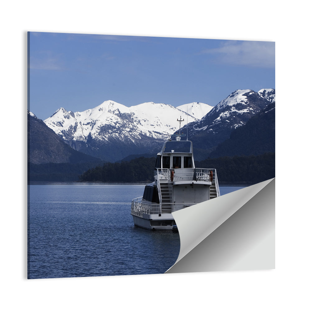 Lake Nahuel Huapi Catamaran and Snow-capped Mountains Wall Art
