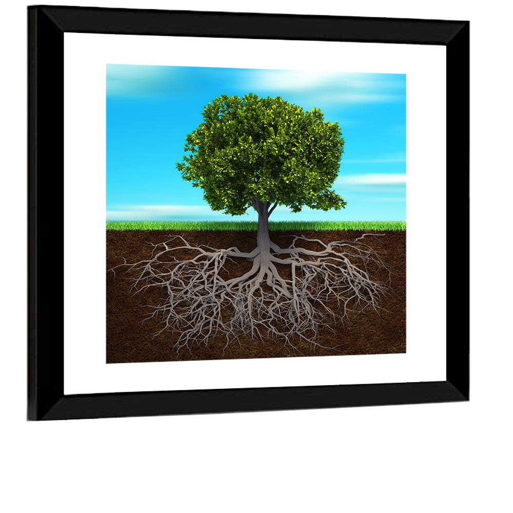 Tree Roots Cross-section Illustration Wall Art