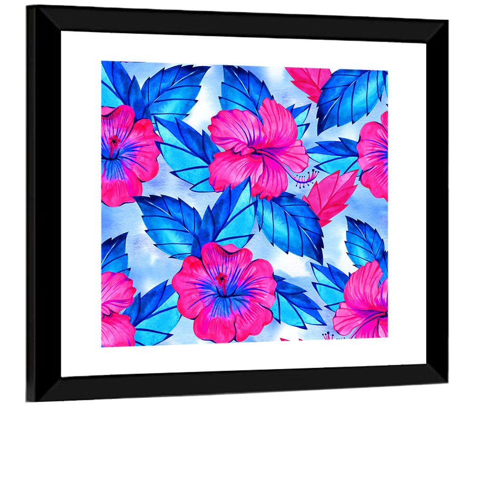 Tropical Hibiscus Pattern Wall Art