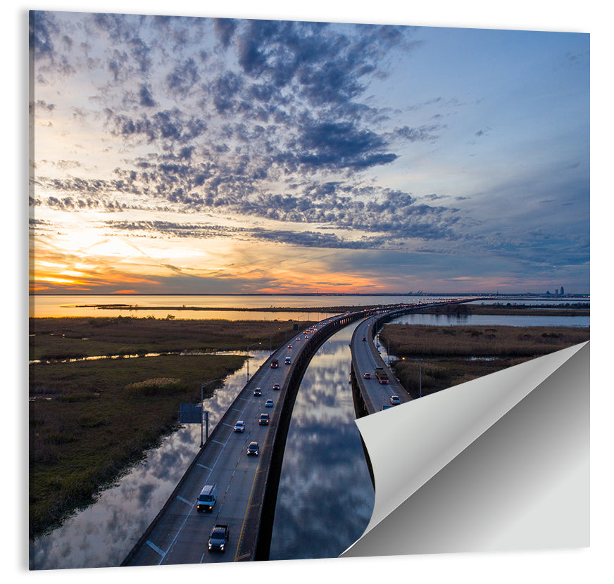 Mobile Bay Bridge at Sunset Wall Art