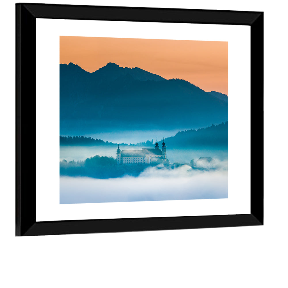 Benediktbeuern Abbey in Morning Fog Wall Art