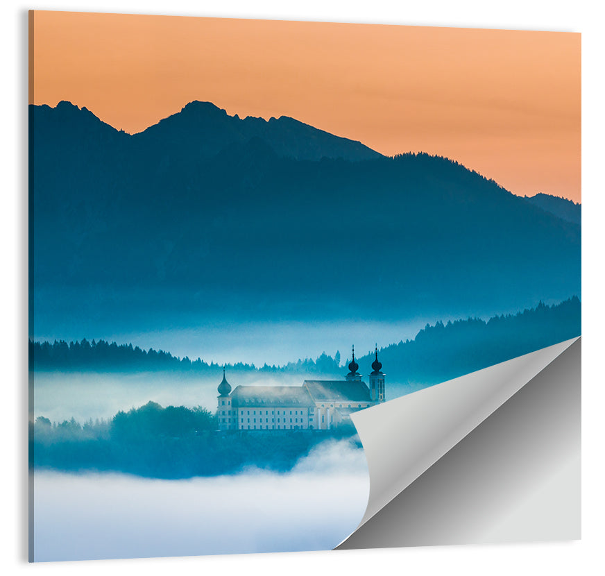 Benediktbeuern Abbey in Morning Fog Wall Art