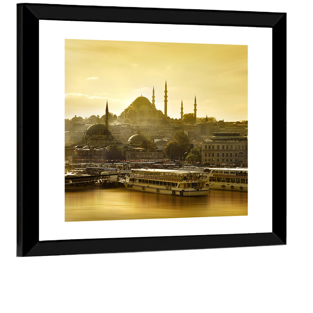 Suleymaniye Mosque Sunset Silhouette Wall Art