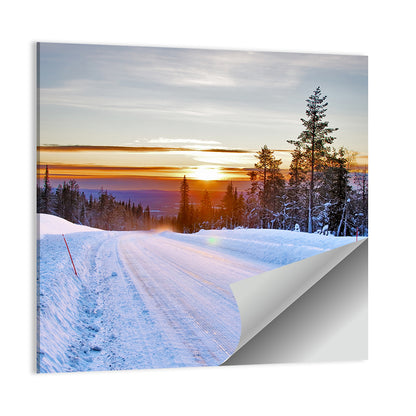 Snowy Road at Sunset Wall Art