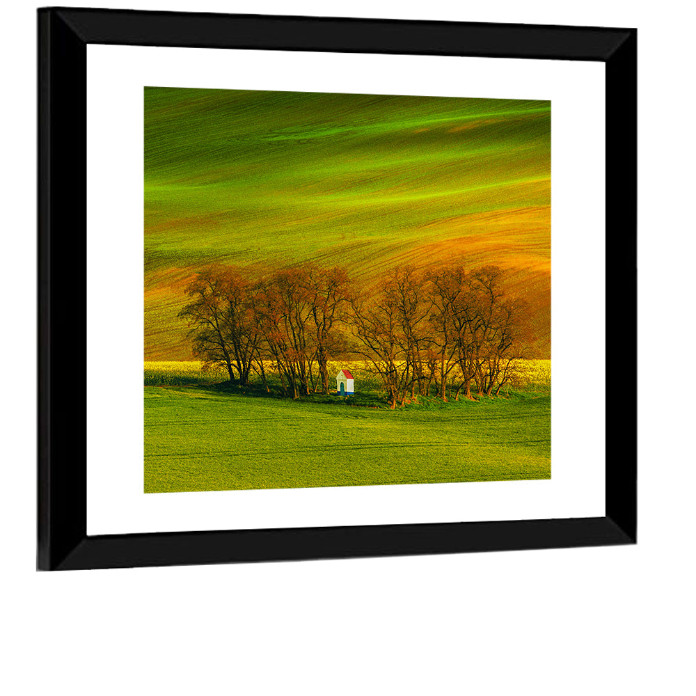 Moravian Wheat Fields with Chapel Wall Art