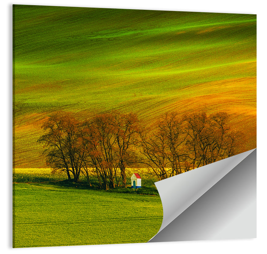 Moravian Wheat Fields with Chapel Wall Art
