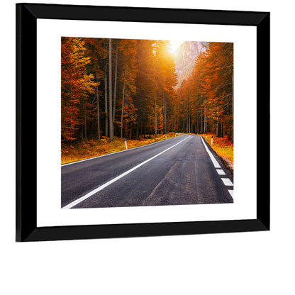 Golden Hour Forest Road Wall Art