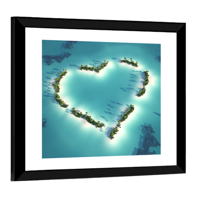 Turquoise Heart-shaped Island Wall Art