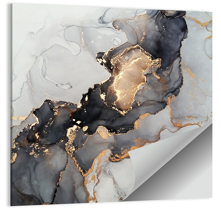 Black Fire Marble Abstract Wall Art