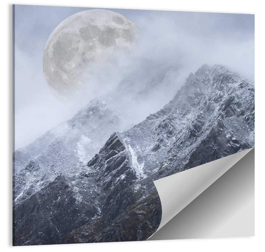 Supermoon Over Snow-capped Peaks Wall Art