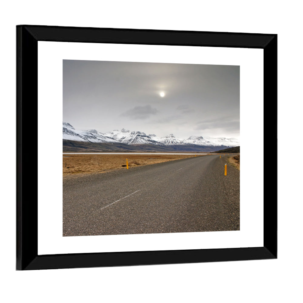 Icelandic Road to Snow-capped Mountains Wall Art