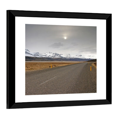 Icelandic Road to Snow-capped Mountains Wall Art