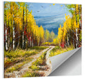 Autumn Birch Path with Two Birds Wall Art